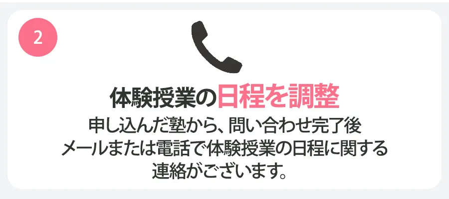 ステップ2 体験授業の日程を調整